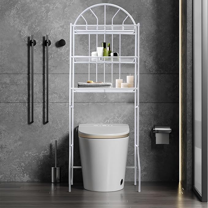 MOCHAG Over The Toilet Storage Shelf, 3-tier Over Toilet Bathroom Organizer Rack, 66lbs Load Capacity, Freestanding Space Saver Bathroom Storage Shelves for Home Bathroom Laundry, 24.8*13.4*69.7in