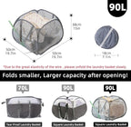 Collapsible Laundry Basket, 90L Foldable Pop-up Laundry Hamper with Handles, Square Mesh Dirty Clothes Hamper for Laundry, Bathroom, Kids Room, Dorm,Travel or Camping (Gray)