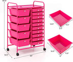 RELAX4LIFE 15-Drawer Storage Drawer Carts - Mobile Rolling Utility Cart w/Wheels, Craft Organizer for Classroom Organization and Storage, School, Office, Home, Storage Organizer Cart