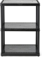 Gracious Living 3 Shelf Fixed Height Light Duty Storage Unit 12 x 24 x 33" Organizer System for Home, Garage, Basement, & Laundry, Black (2 Pack)