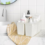 Shower Caddy Portable and Cleaning Caddy Organizer for Bathroom, Kitchen,Toiletries Storage, Caddy organizer with handle, Rust-Resistant, Durable Material(Milky White, 9.36"L×7.73"W×7.24"H)