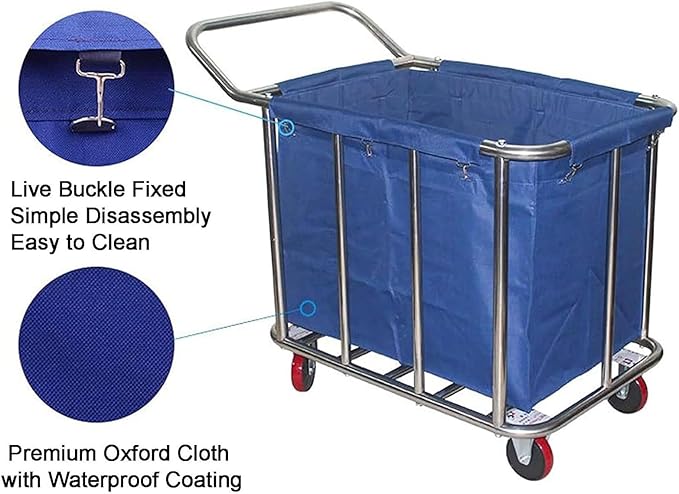 Removable Waterproof Liner Bag for Rolling Laundry Basket, Commercial Laundry Cart Replacement Liner Bag, Detachable Storage Bags(Beige)