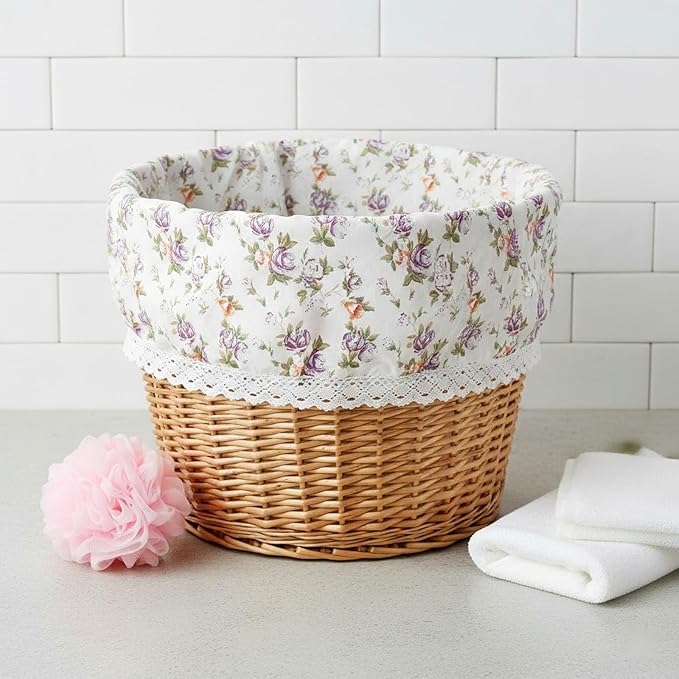 LOGOFUN Replacement Wicker Laundry Basket Liner Fabric Insert for Home Bedroom Utility Container
