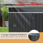 Vongrasig Outdoor Storage Shed, 6 x 4 FT Outside Metal Garden Shed with Window and Lockable Door, Waterproof Tool Shed for Backyard Patio, Lawn and Garden (Dark Gray)
