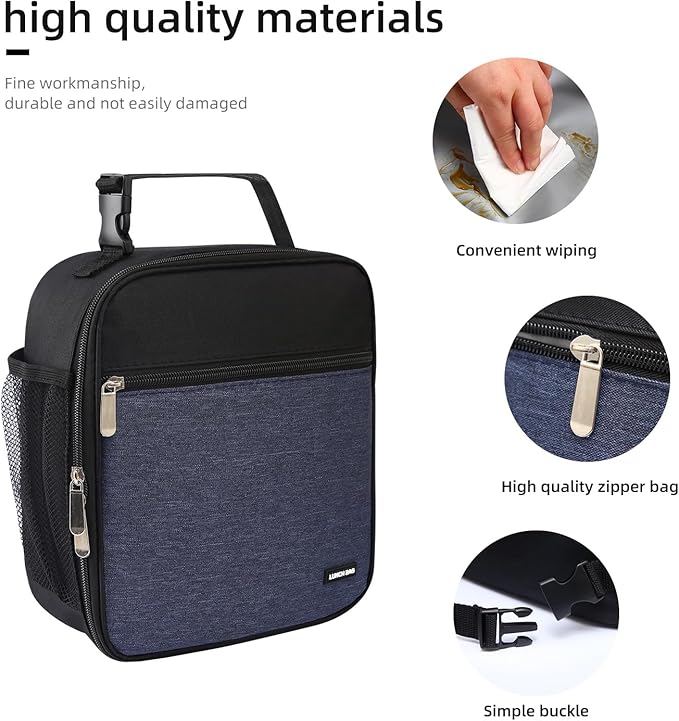 Lunch box Lunch bag for men women Insulated Lunchbox Lunch bags for Work Picnic Travel (Thicken navy blue)