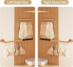 Pull Out Bra Hanger for Closet, Sliding Hooks Rack for Belt Ties Tank Top Scarf Jewelry, Space Saving Organizr for Wardrobe Cabinet, Left Side 12 Hooks Rail, 2 Pcs