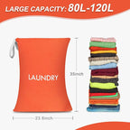 WiseBoy Laundry Bag, 23.6x35 inch Oversized Laundry Bags, Travel Laundry Bag Dirty Clothes Organizer, Nylon Wet Dry Storage Bag for College Dorm, Camping, Caravan, Orange