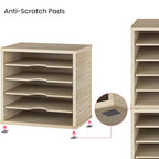 Ballucci Wood File Organizer Paper Sorter, 5 Tier Adjustable Shelves Office Desk Organizer 13 5/8" x 9 1/4" x 12", Brushed Wood