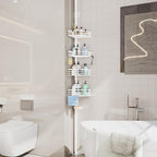 Consumest Shower Caddy Tension Pole - Adjustable Corner Shower Organizer with Soap Holder, Bath Shelves for Bathroom Storage, 27.6-108.3 inch, White