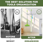 Broom Holder Wall Mount, Broom Organizer Wall Mount Stainless Steel Broom and Mop Hanger Heavy Duty Storage Organization for Home Kitchen Garden Garage Room 5 Racks 4 Hooks (1Pack)(Black Racks)