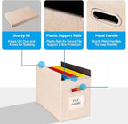 2 Pack Hanging File Folders Organizer with Lid, Letter Size Fabric File Storage Box Collapsible, Portable Office Document Holder with Metal Handle, Smooth PVC Rails, Beige