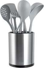 Restaurantware Stainless Steel Utensil Holder 1 Count 6.2 x 6.2 x 7.9 Inches Durable Cutlery Storage Flatware Organizer Rust-Resistant Sink Caddy Silver Kitchenware Holder