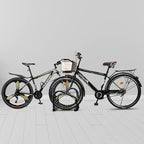 WALMANN 2 Bikes Floor Bike Stand, Bike Parking Rack Garage Bike Storage Stand Indoor/Outdoor 22-28" Wheel Stand, Max. Tire Width 2.1"