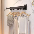 Clothes Drying Rack for Laundry,Wall Mounted Clothes Hanger Rack,Folding,Retractable,Collapsible(J Shape Hooks)