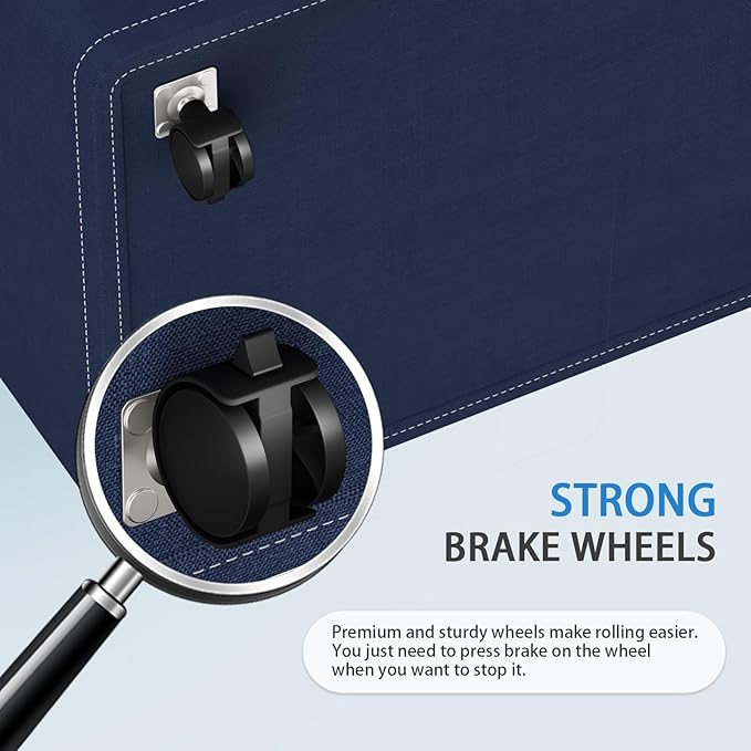 HomeHacks 75L Rolling Laundry Basket with Wheels, Collapsible & Waterproof Laundry Hamper, Mobile Clothes Hamper, Storage Laundry Bins with Handles for Laundry Room, Bedroom, Bathroom & Dorm, Blue