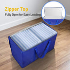 TICONN 2 Pack Extra Large Moving Bags Heavy Duty with Zippers & Carrying Handles, Durable Storage Bags Moving Boxes for Closet Organizers and Storage (2 Pack, Blue)