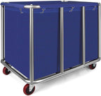 Commercial Laundry Cart with Wheels, 400L Capacity Heavy Duty Large Laundry Basket with Watertight Oxford Bag and Sturdy Steel Frame for Home, Hotel,Hospital,440 lbs(Blue)