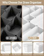 25 PCS Plastic Drawer Organizers Set, 4 Sizes Vanity Organizer, Makeup and Desk Drawer Organizer Trays, Organization and Storage for Makeup, Bathroom, Kitchen Utensils and Office (White)