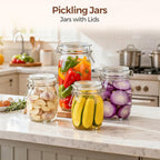 ComSaf Large Glass Jars with Airtight Lid Half Gallon, 64 OZ Mason Jars Set of 3, Glass Canisters with Airtight Lids, 0.5 Gallon Canning Jar with Seal Wire Clip Fastening for Kitchen, Pickle