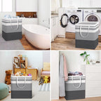 HomeHacks 3-Pack Large Laundry Basket, Waterproof, Freestanding Laundry Hamper, Collapsible Tall Clothes Hamper with Extended Handles for Clothes Toys in the Dorm and Family-(Gradient Grey, 100L)