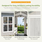Patiowell 4' x 4' Outdoor Storage Shed with Floor, Plastic Shed Outside Resin Tool Shed with Window and Lockable Door for Backyard Garden Patio Lawn, Deep Gray