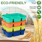 8 Pack Bento Box Lunch Box Container for Adult Kid, 4 Compartment Meal Prep Containers with Lids, Reusable Bento Box Snack Container, Microwave & Dishwasher Safe
