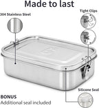 Bambaw Stainless Steel Lunch Box 40 oz, Metal Lunch Box with Adjustable Compartment, Leakproof Stainless Steel Bento, Food Grade Metal Sandwich Container