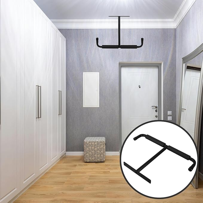 Heavy Duty T-shaped Ceiling Mounted Storage Rack Bike and Fishing Rod Holder Metal Garage Organizer for Overhead Utility and Garage Storage