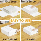 SpaceAid 4 Pack Bed Sheet Organizers and Storage, Foldable Sheet Organizer for Linen Closet, Sheets Set Folder Keeper with Window XL (Queen & King Size) Organizing Bedding Container, White
