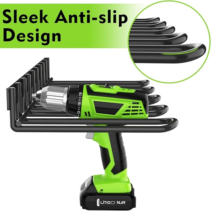 2 Pack Power Tool Organzier Wall Mount, Thicked Heavy Duty Drill Holder, Drill Storage Rack Organizer for Dewalt Milwaukee Ryobi Cordless Tools