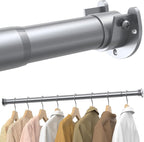 Closet Rods for Hanging Clothes, 17 to 99 Inches Stepless Adjustable Metal Closet Rod, 1.3 Inches Heavy Duty Clothes Hanging Rod for Closet Wardrobes Laundry RV, Silver