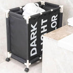 Laundry Sorter 3 Section with Lid 95 L Laundry Hamper with Wheels Reinforced Sealing Multi-Purpose Laundry Basket with Removable Inner Pocket(White)
