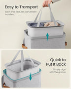 SONGMICS Laundry Basket, 26.4 Gal. Laundry Hamper, Easy Assembly, with Lid and Handles, Removable Liner, 16.5 x 12.6 x 29.5 Inches, Dove Gray ULCB811GD01