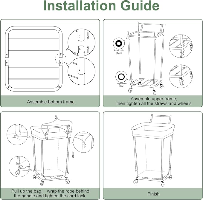 160L Laundry Hamper with Wheels and Handle, 2 Section Large Rolling Laundry Basket Bag with Wheels, Clothes Hamper Cart for Laundry, Bedroom, Bathroom and Dorm