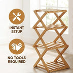 2/3/4/5/6/7/8/9 Tier Bamboo Folding Shoe Rack,2026 New Bamboo Foldable Shoe Rack,no Installation Required,Vertical Multi-Layered Organizer,Space-Saving for Entryways& Balconies (Brown, 2)