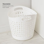 IRIS USA Plastic Laundry Basket, 40L - 3 Pack, Flexible Clothes Hamper Tall with Ventilation Holes, Laundry Room Bedroom Bathroom Apartment Dorm Blankets Pillows Trinkets Organization, White