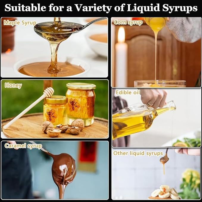No-Drip Honey Dispenser, 2026 New Glass Honey Dispenser, No Drip Glass Honeys Dispensers with Stand, Maple Syrup Dispensers, Syrup and Jam, Honeys Container with Handle (Black)