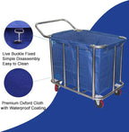 400L Commercial Laundry Cart Replacement Liner Bag - Removable Waterproof Oxford Cloth Rectangle, Large Capacity Replacement for Rolling Laundry Basket (Blue, Double layer thickened-Conical)