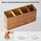 Wooden Utensil Holder for Kitchen Counter, Acacia Wood Kitchen Utensil Holder for Countertop with 4 Compartment, Cooking Utensil Organizer, Silverware Caddy (Acacia Wood, 4Compartment)