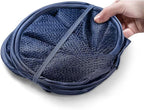 BATTOO Deluxe Strong Mesh Pop up Laundry Hamper Basket with Side Pocket Foldable Hamper for Laundry Room, Bathroom, Kids Room, College Dorm or Travel Navy + Navy