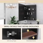24X30 Inch Lighted Medicine Cabinet with Mirror and Lights, Recessed Mirror Medicine Cabinet with Adjustable 3-Color, Brightness Dimming, Defogger, LED Bathroom Mirror Cabinet Wall Mounted