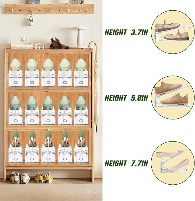 Shoe Slots Organizer,36 Pack Transparent Shoe Stacker Adjustable Shoe Slot Organizer Space Saver Shoe Rack Holder Shoe Storage Organizers for Closet,Transparent