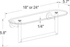 Ginger 0219T-18/PC Sine 18" Tempered Glass Toiletry Bathroom Shelf with Towel Bar, Polished Chrome