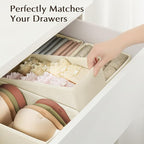 DIMJ Drawer Organizers - Set of 12 Fabric Closet Organizers and Storage, Drawer Dividers for Baby Clothes, Socks, Belt, Tie (Beige)