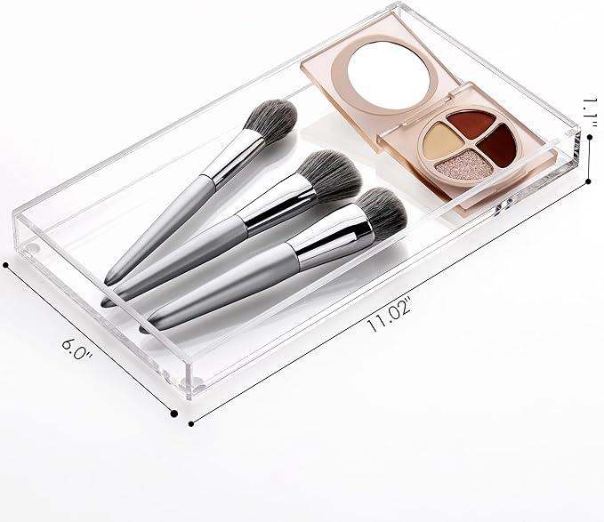 DINGHUO Bathroom Vanity Perfume Tray Acrylic Rectangle Soap Holder for Countertop, Clear Kitchen Sink Organizer for Candle, Jewelry, Keys - 1 Pack