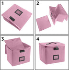 Pink Fire Proof File Box for Documents - Portable Fireproof Document Organizer Box with Handle Waterproof Safe Locking Folder Storage with Lid