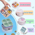 4 Pack Snack Containers, 4 Compartment Snackle Box Container, Reusable Meal Prep Lunchable Container, Microwave Dishwasher Safe, Divided Food Storage Containers for Work Travel (Pink)