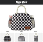 Lunch Bag Women/Men Lunch Box Women/Men (Black+White Checkerboard)