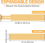 Bamboo Drawer Dividers, Adjustable Kitchen Drawer Organizer for Clothes,17-22" Expandable Drawer Organization Separators for Bedroom,Bathroom,Dresser and Office,4-Pack