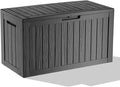 ROJIK Outdoor Storage Housing Deck Box - Waterproof Patio Furniture, Garden Tools, Cushions, Pool Accessories Storage Bench with Lockable Lid and Side Handles (Black 88 Gal)